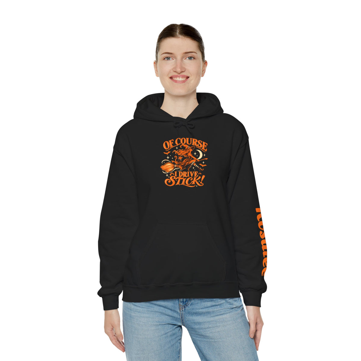 Hoodie — "Of Course I Drive Stick" Retro Broomstick Driver Hooded Sweatshirt