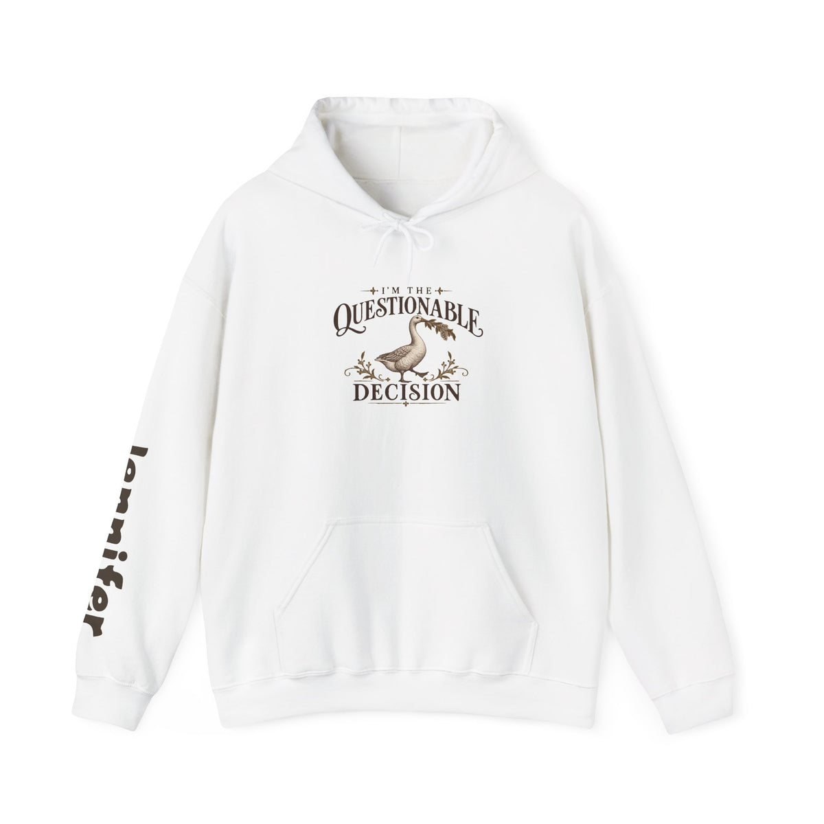 Copy of Personalized “Questionable Decisions” Hoodie With Custom Sleeve Name