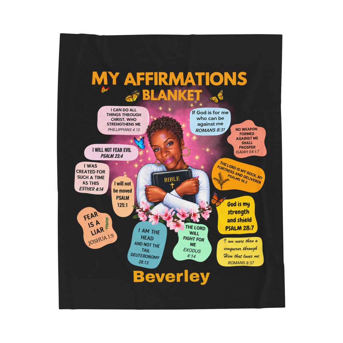 Inspirational Affirmation Plush Blanket — Personalized "My Affirmations" Faith Comfort Throw