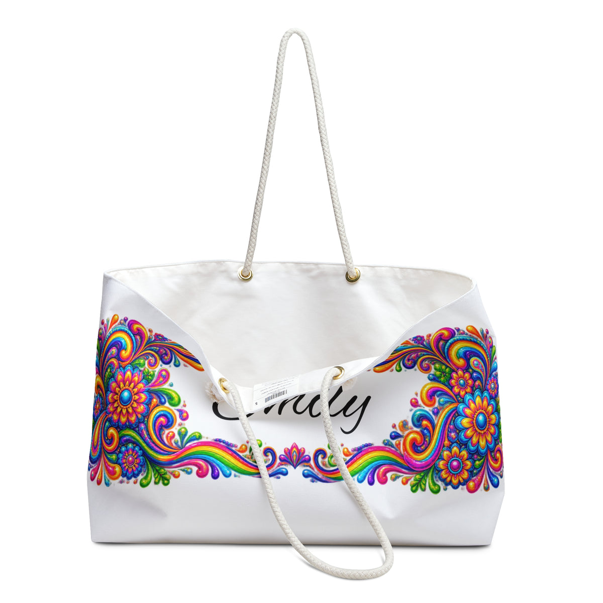 Personalized Floral Weekender Bag – Colorful Boho Tote with Name (Emily)