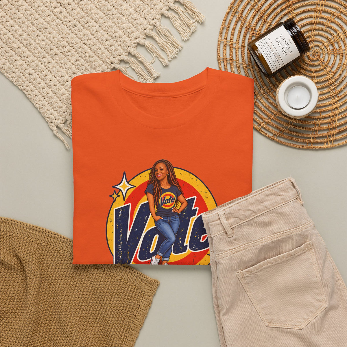 Personalized  (with Your likeness & Name) “Vote Removes Stubborn Orange Stains” Political Humor T-Shirt