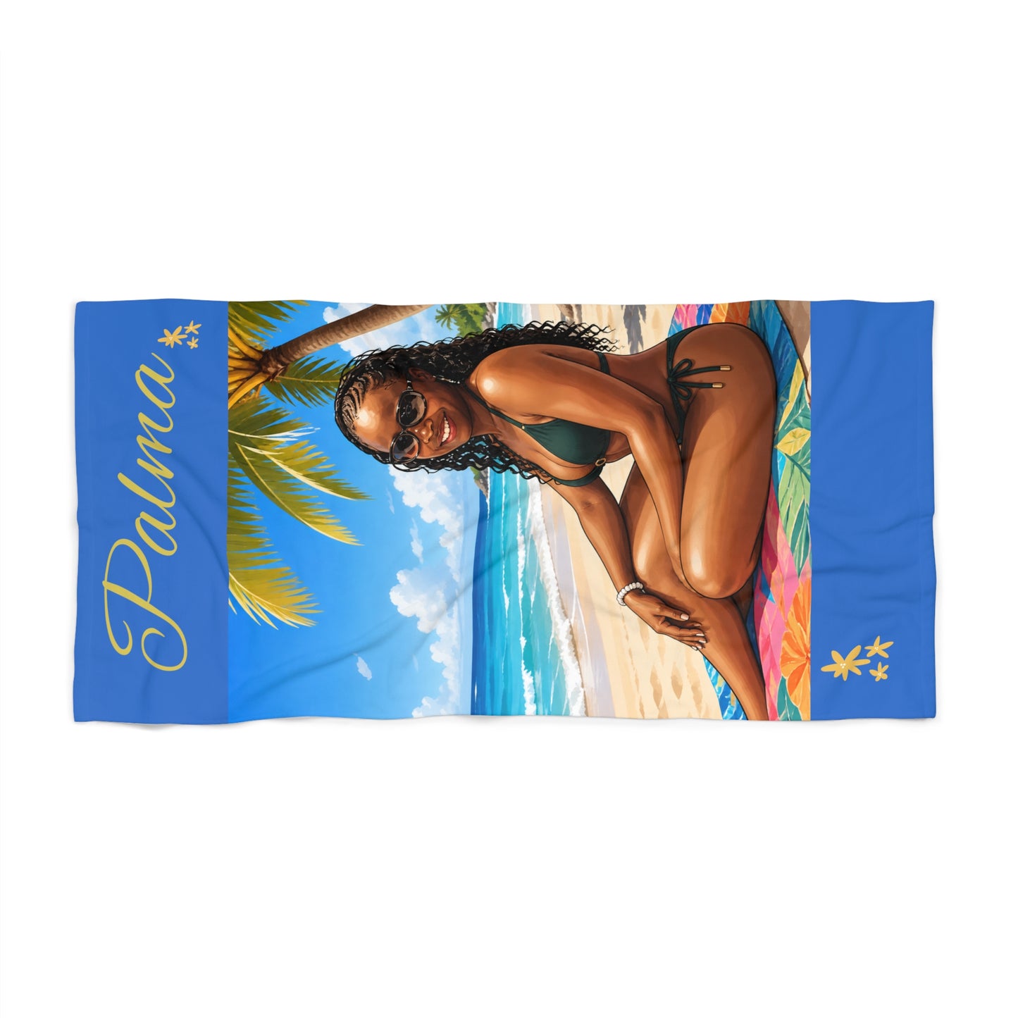 Your "LIKENESS and name "Tropical Beach Towel — Sunny Palm Paradise Design