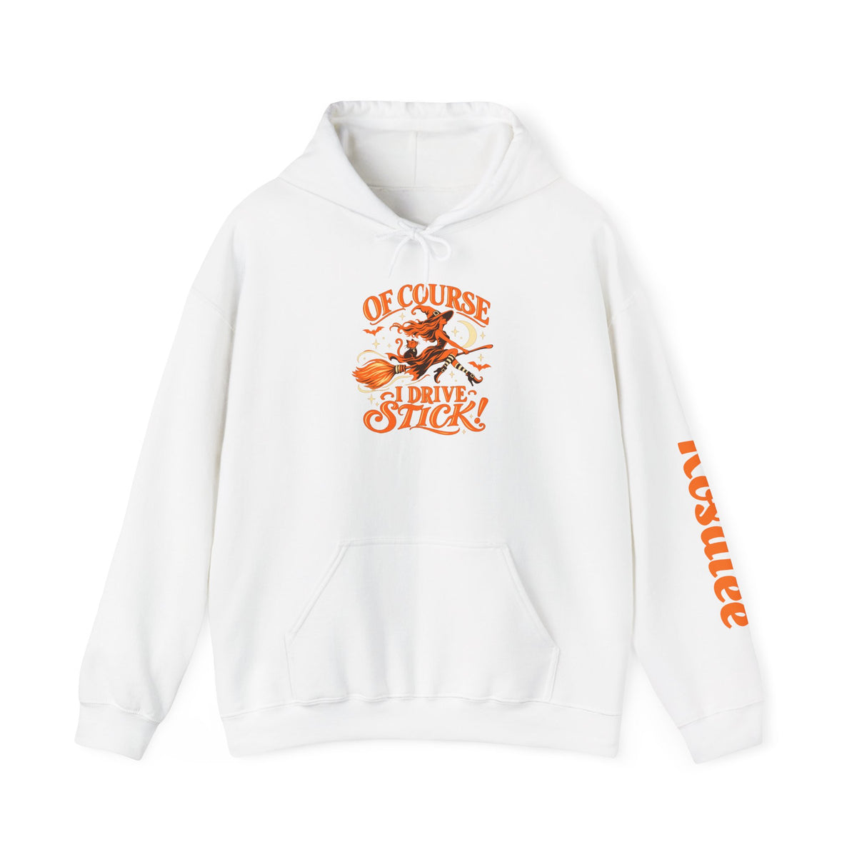 Hoodie — "Of Course I Drive Stick" Retro Broomstick Driver Hooded Sweatshirt