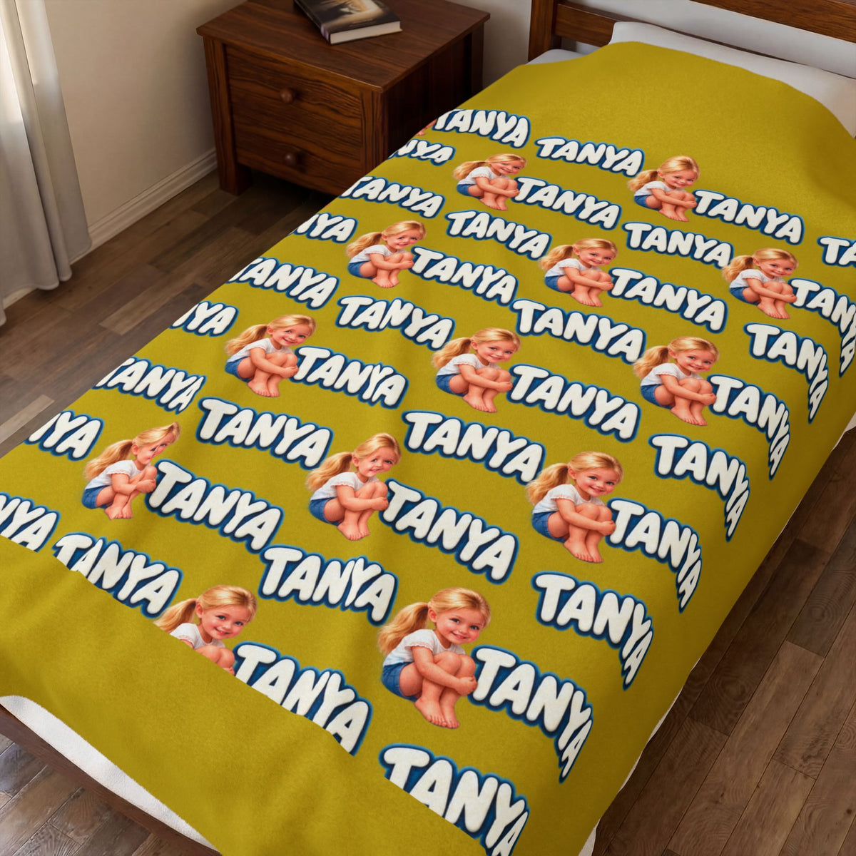 Copy of Personalized Velveteen Blanket – Retro Baby Pattern with name
