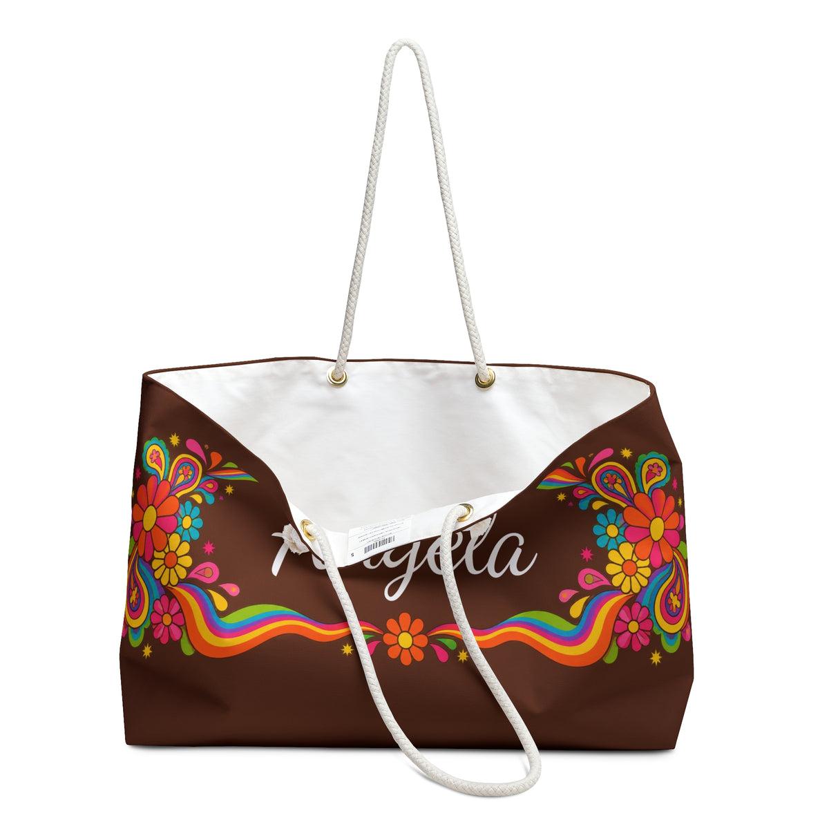Copy of Personalized Floral Weekender Bag — Colorful Retro Flower Tote with Name (e.g., Angela)