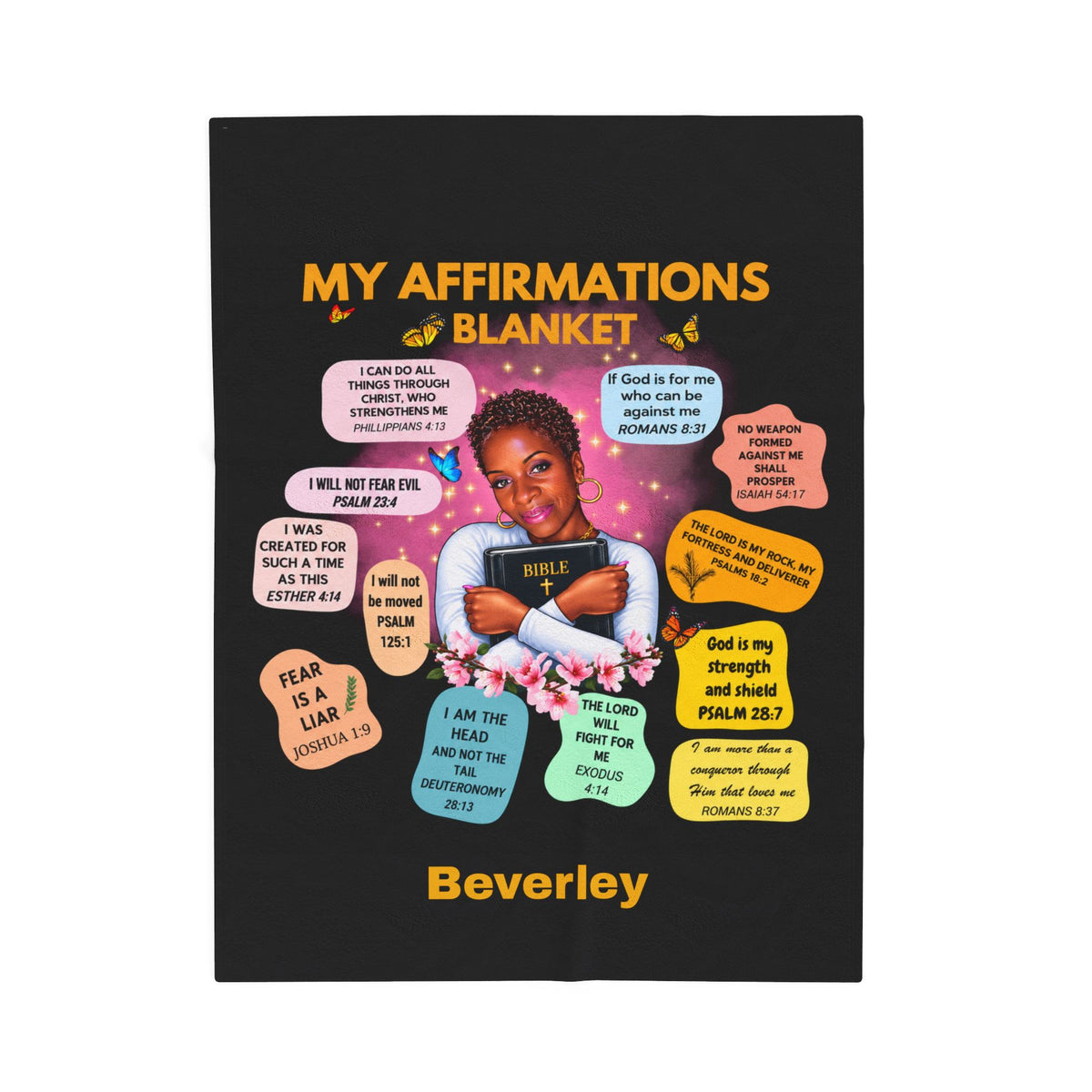 Inspirational Affirmation Plush Blanket — Personalized "My Affirmations" Faith Comfort Throw