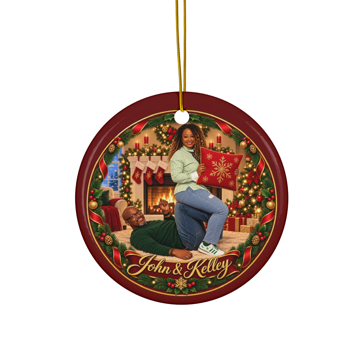 Personalized Christmas Ornament With Your Loved Ones’ Names and Likenesses