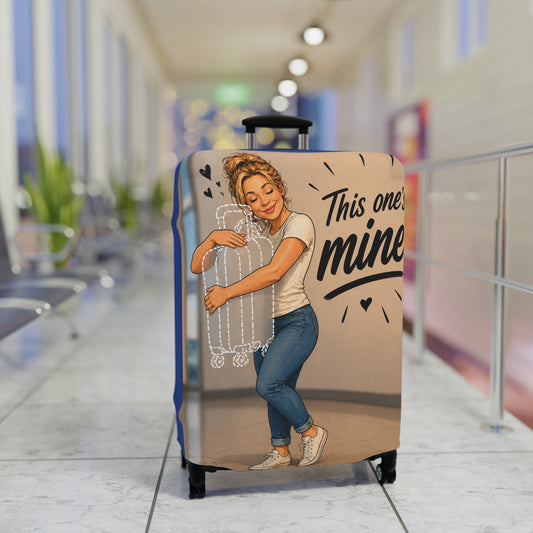 Personalized "Likeness of you" Luggage Cover - "This One's Mine" Cute Travel Suitcase Protector