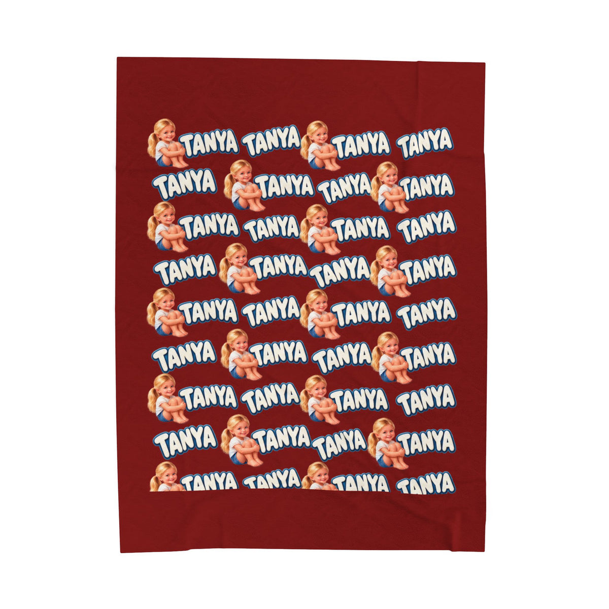 Personalized Velveteen Blanket – Retro Baby Pattern with name