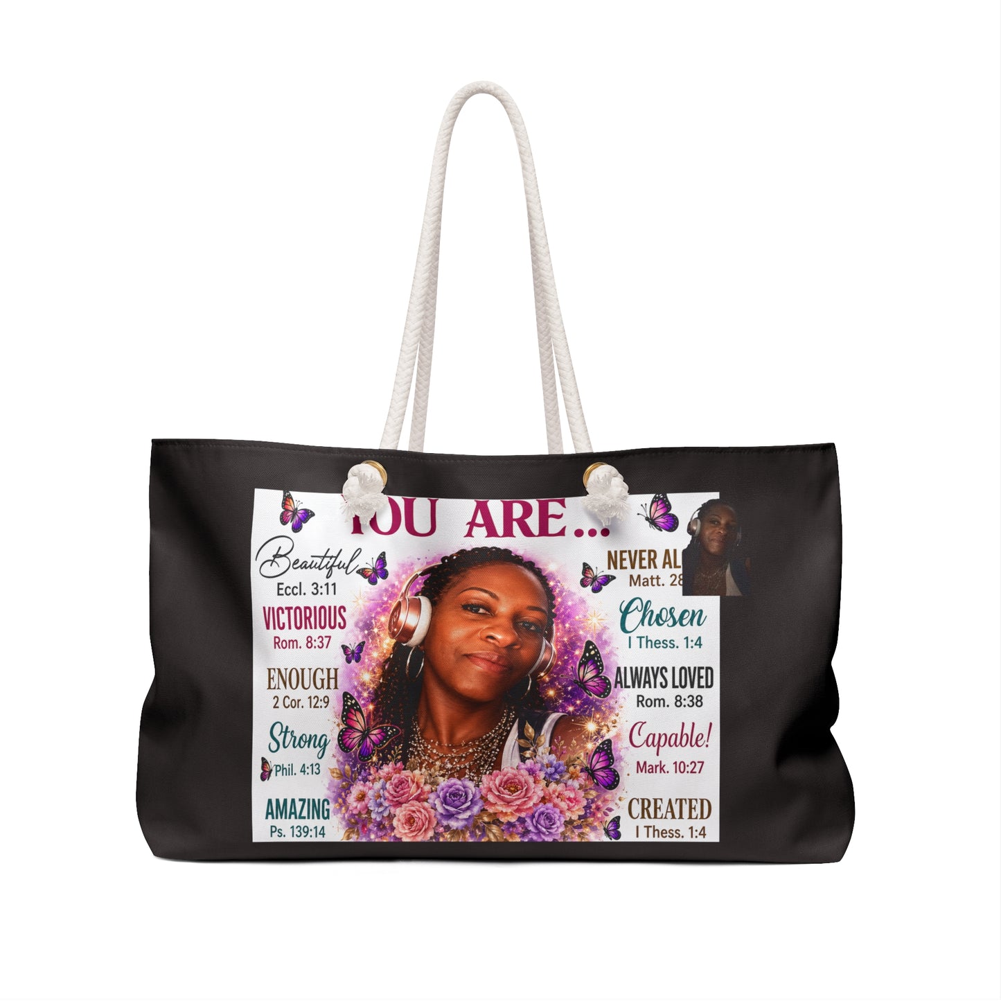 Personalized With your Likeness -Inspirational Bag — "You Are" Photo Tote with Bible Verse Affirmations
