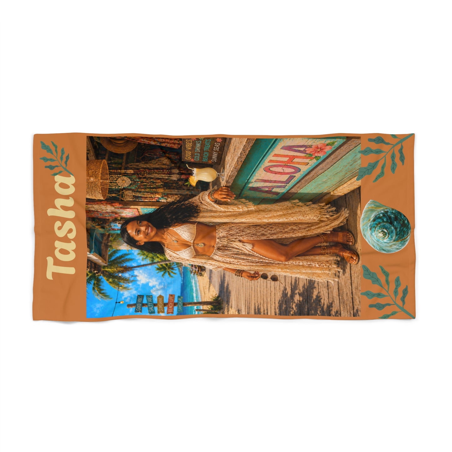 Personalized Aloha Beach Towel — Beach Boardwalk Aloha