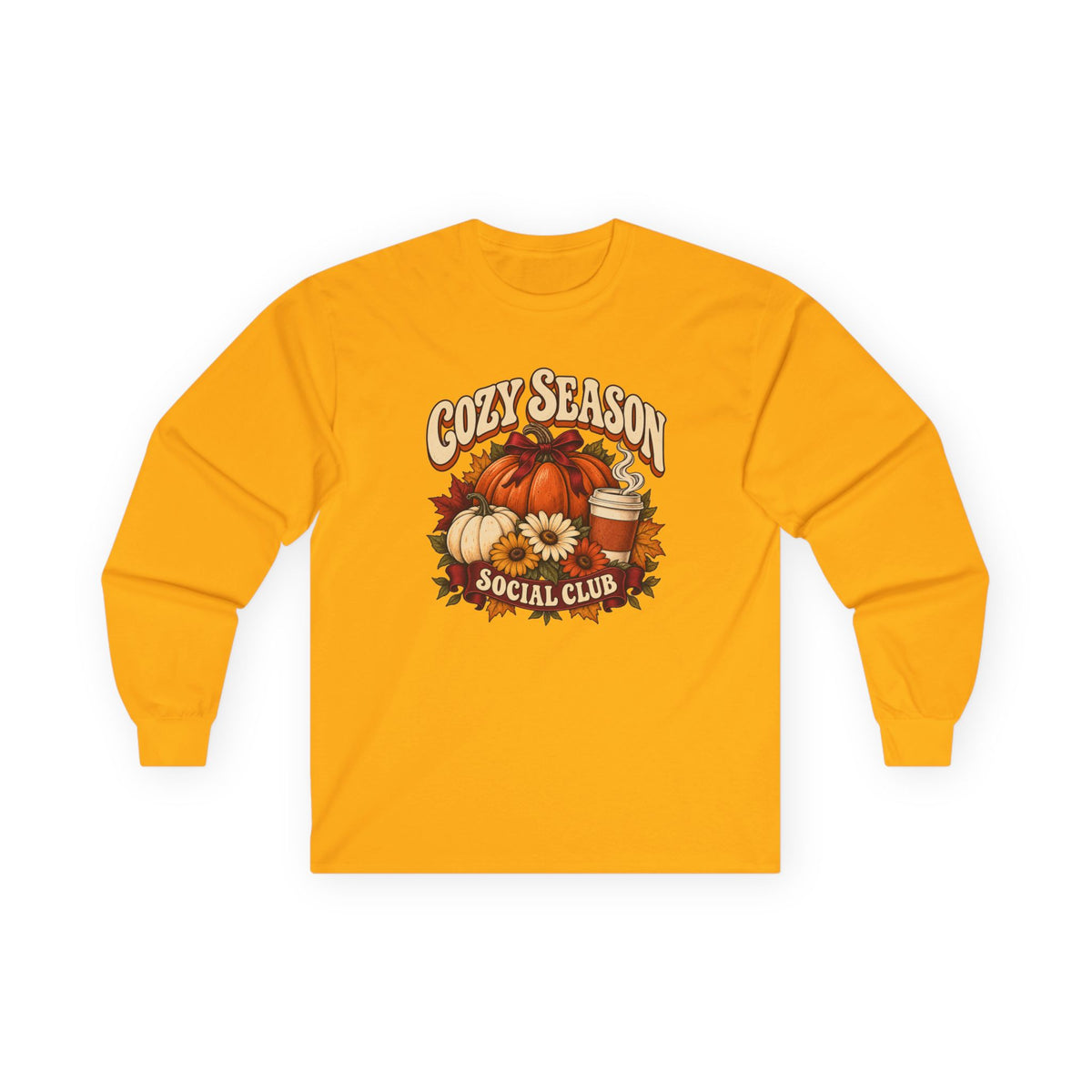 Cozy Season Social Club Pumpkin Long Sleeve Tee - Not personalizable