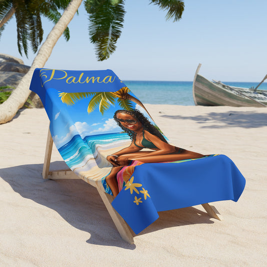 Your "LIKENESS and name "Tropical Beach Towel — Sunny Palm Paradise Design