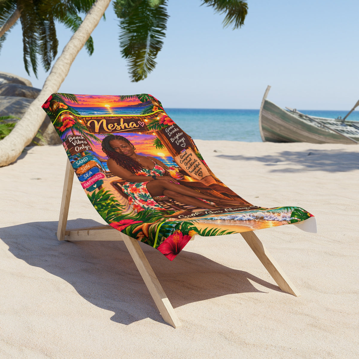 Personalized Beach Towel with Photo & Name | Custom Towel