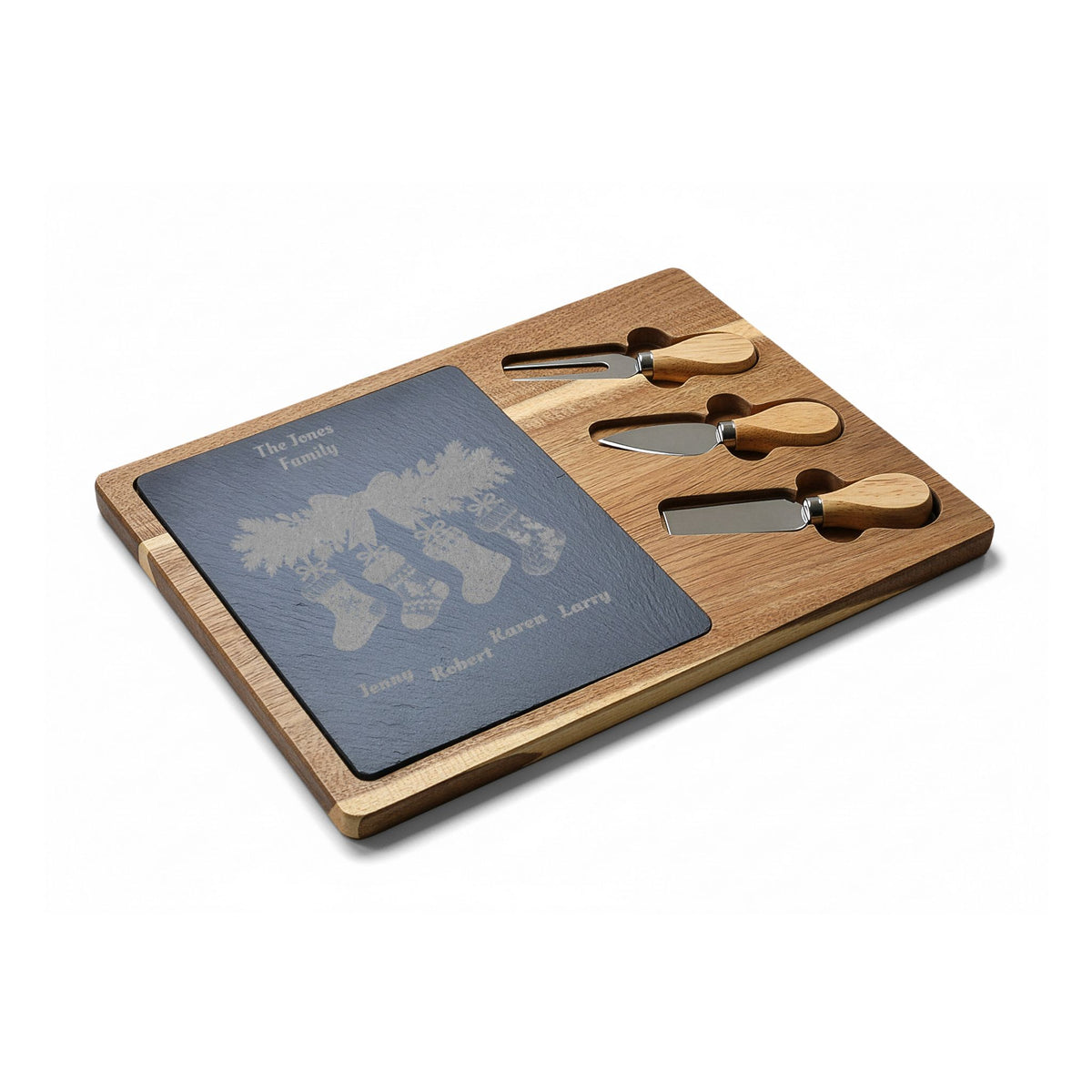 Personalized Family Christmas Charcuterie Board With Stocking Names