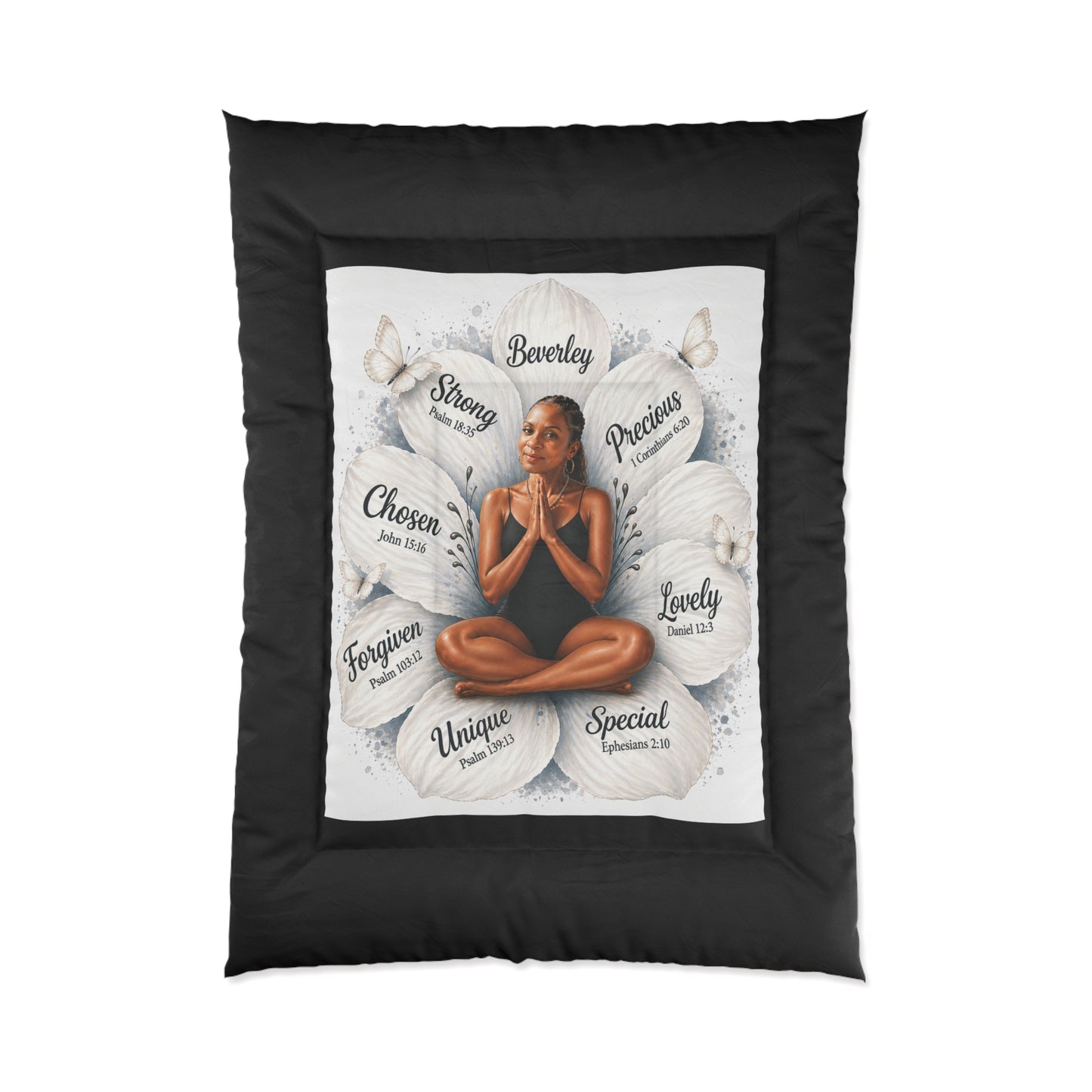 Inspirational Floral Faith Comforter — Personalized Name and likeness with Scripture Affirmations