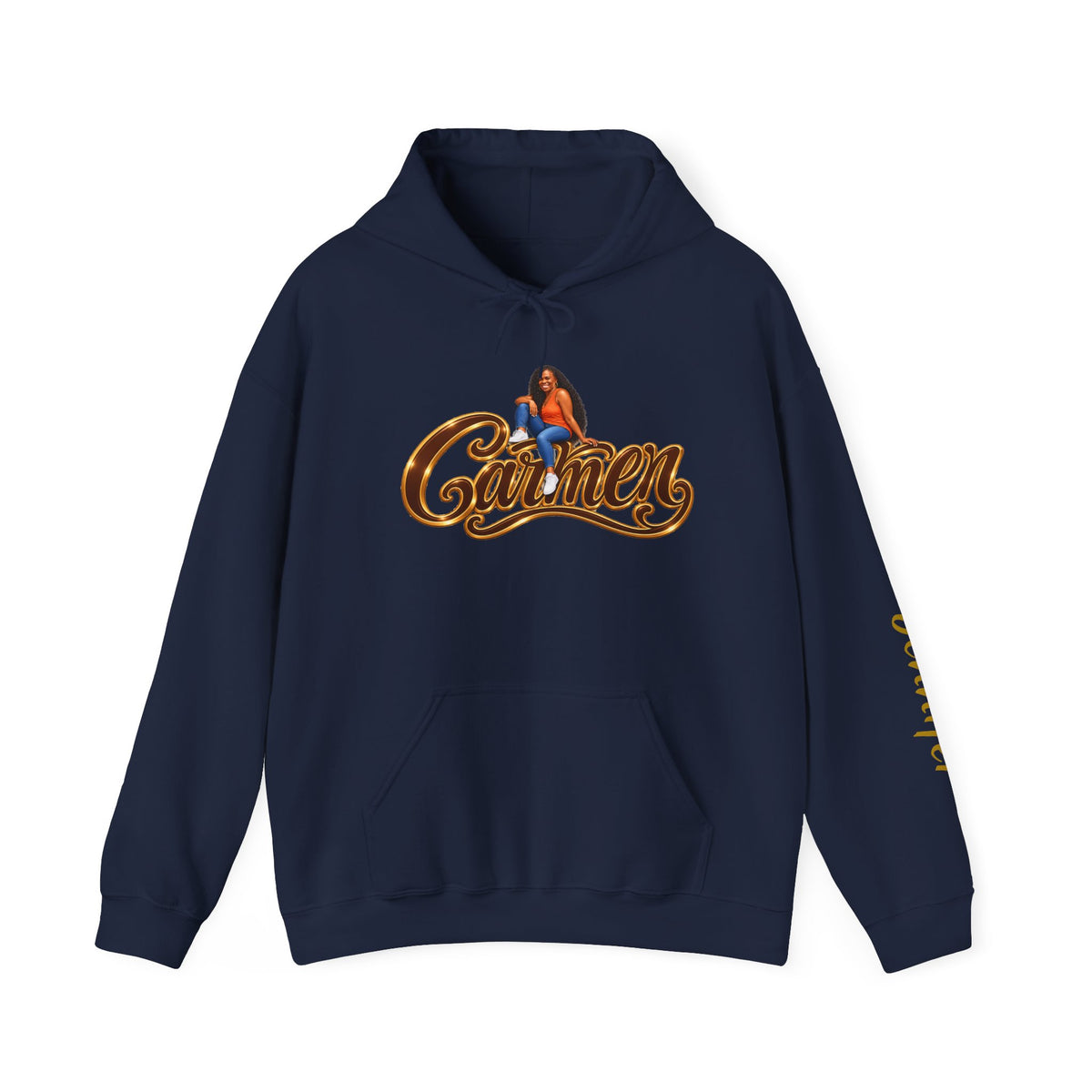 Personalized Portrait Hoodie With Custom Name & Sleeve Design