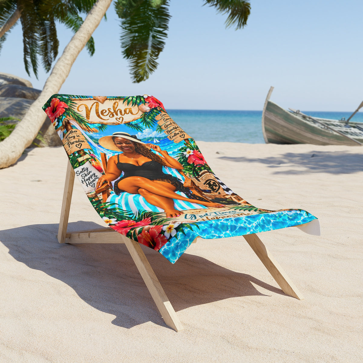 Me and My Hat2 - Personalized Beach Towel