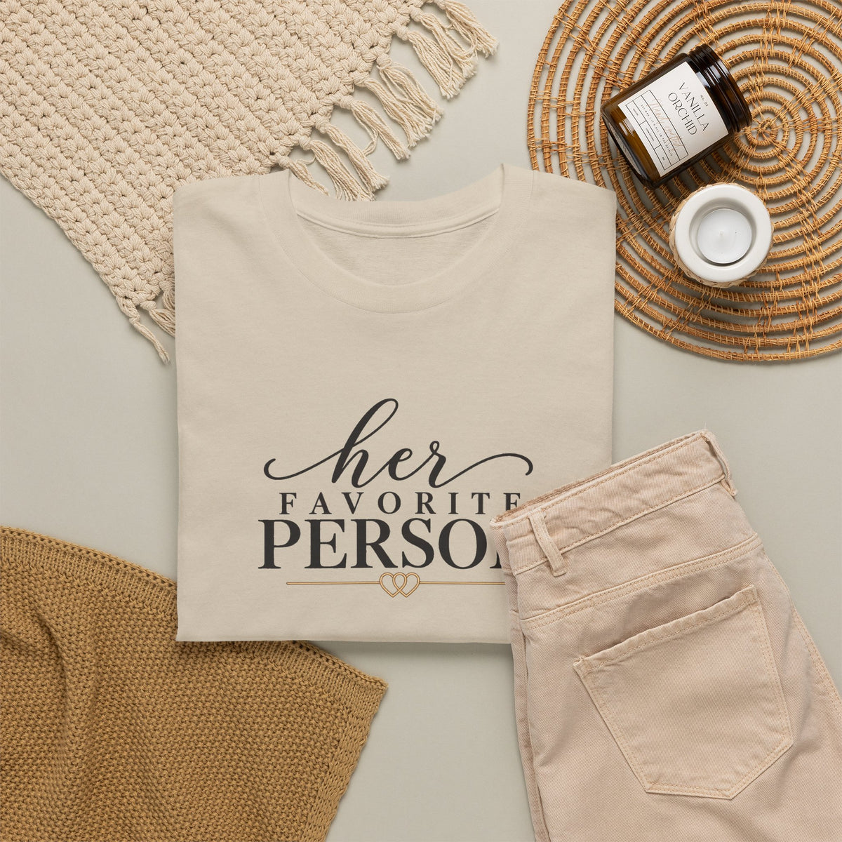 Copy of His Favorite Person T-Shirt-Personalize with Both names on sleeve