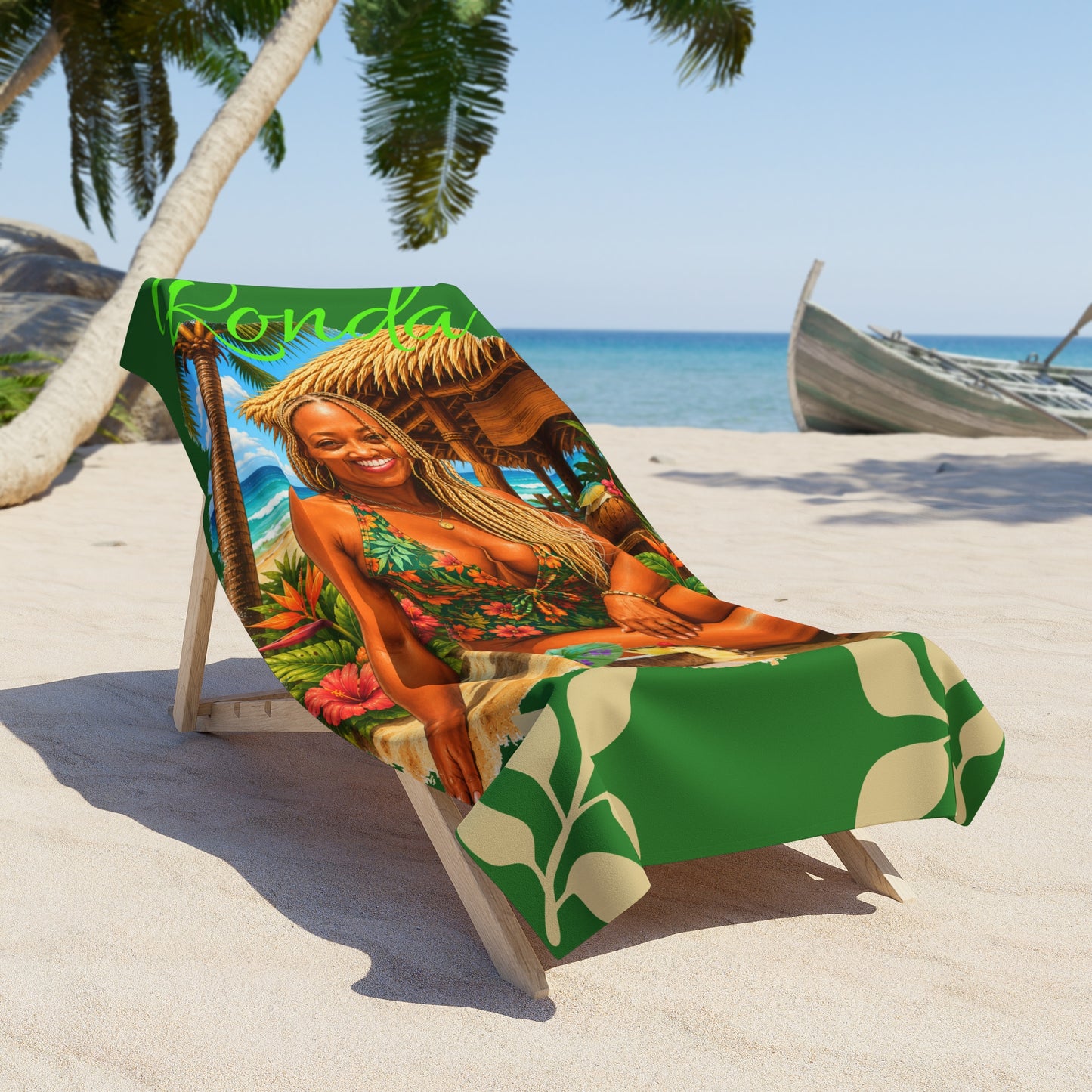 Tropical Beach Towel — ‘Ronda’ Bikini Pin-Up Summer Towel