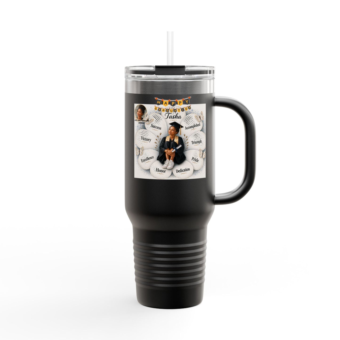 Personalized Family Photo & Name insulated Travel Mug - Add your photo for likeness!