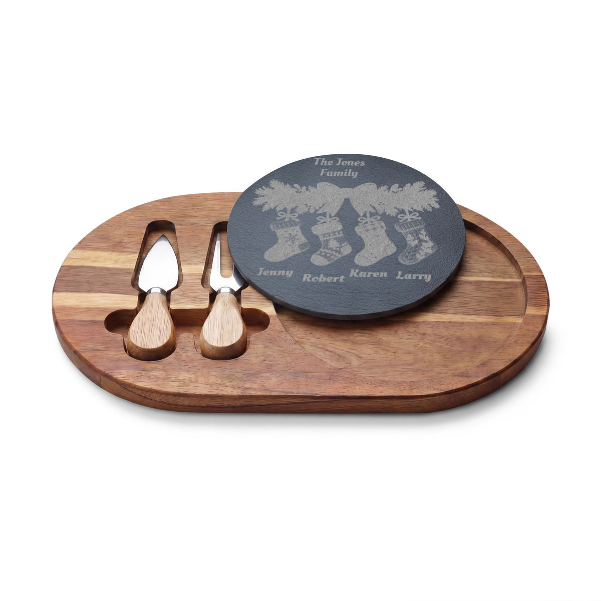 Personalized Family Christmas Charcuterie Board With Stocking Names