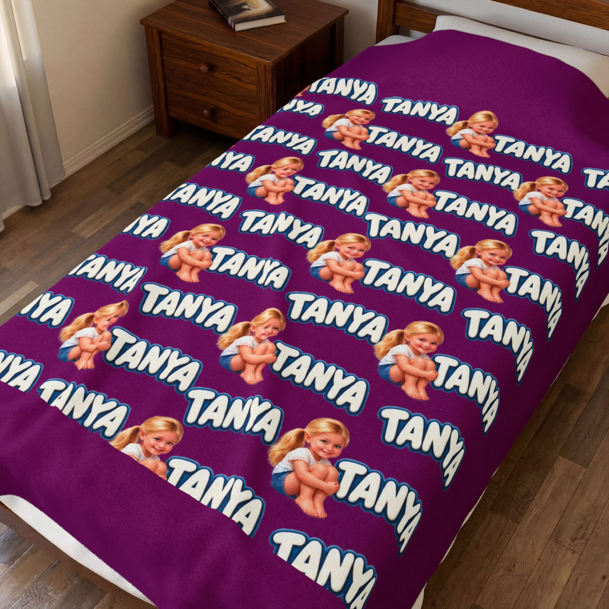 Copy of Personalized Velveteen Blanket – Retro Baby Pattern with name