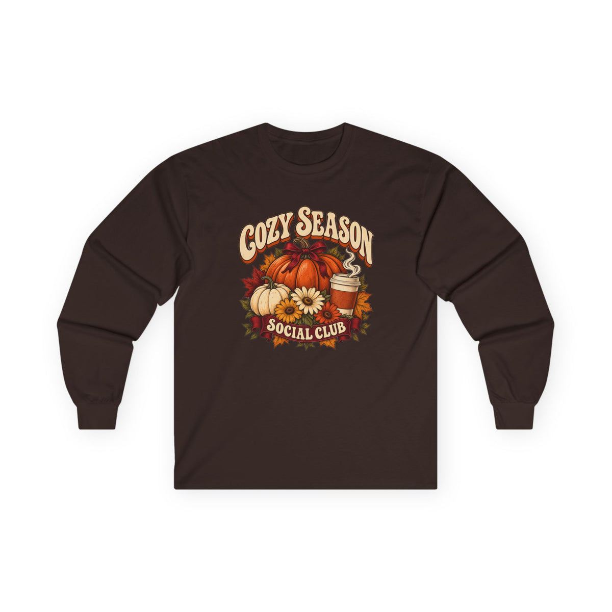 Cozy Season Social Club Pumpkin Long Sleeve Tee - Not personalizable