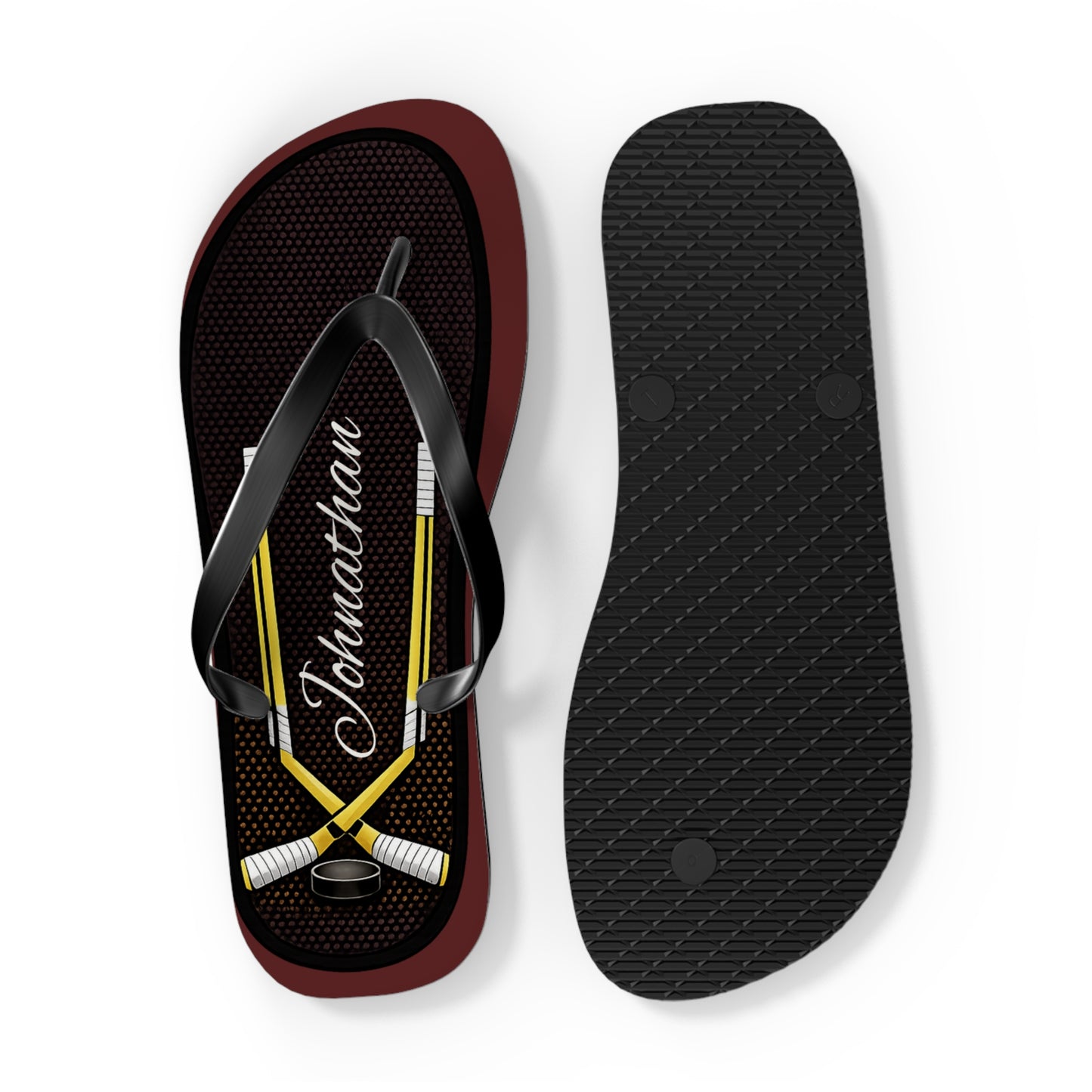 Personalized Flip Flops  for Men- Beach Lacrosse Sandal Design (Crossed Sticks)