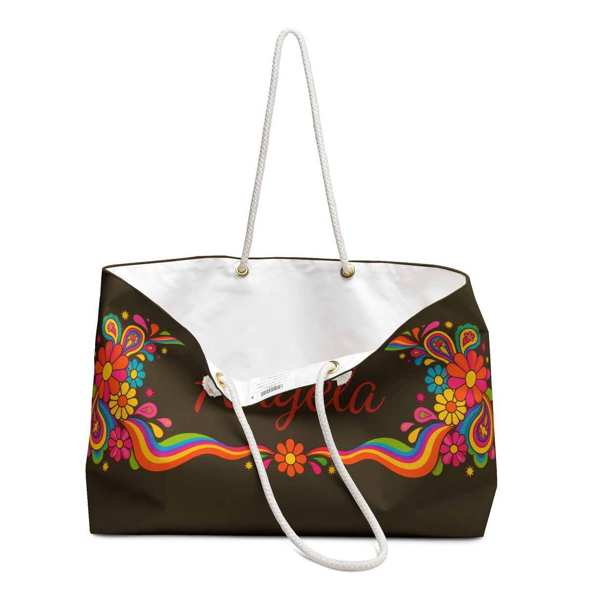 Copy of Personalized Floral Weekender Bag — Colorful Retro Flower Tote with Name (e.g., Angela)