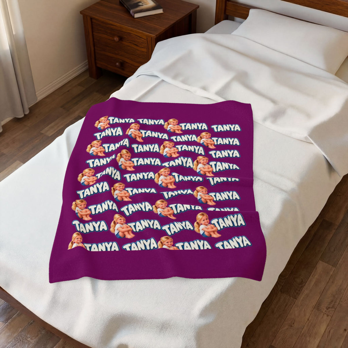 Copy of Personalized Velveteen Blanket – Retro Baby Pattern with name