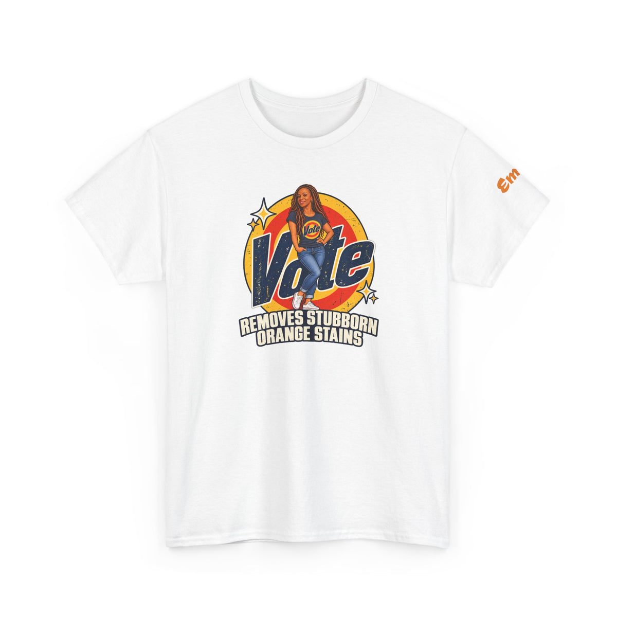 Personalized  (with Your likeness & Name) “Vote Removes Stubborn Orange Stains” Political Humor T-Shirt