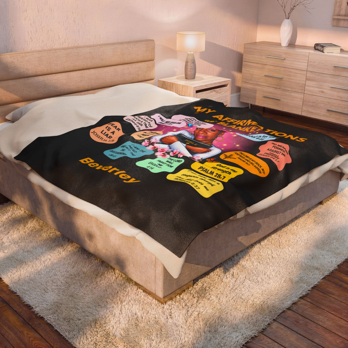 Inspirational Affirmation Plush Blanket — Personalized "My Affirmations" Faith Comfort Throw