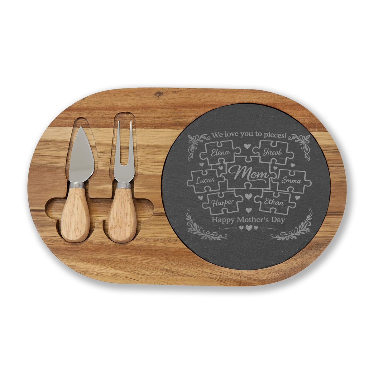 Mother’s Day Mom Puzzle Engraved Charcuterie Board