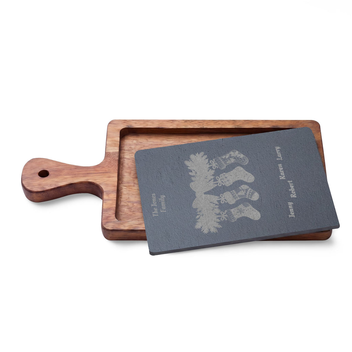 Personalized Family Christmas Charcuterie Board With Stocking Names