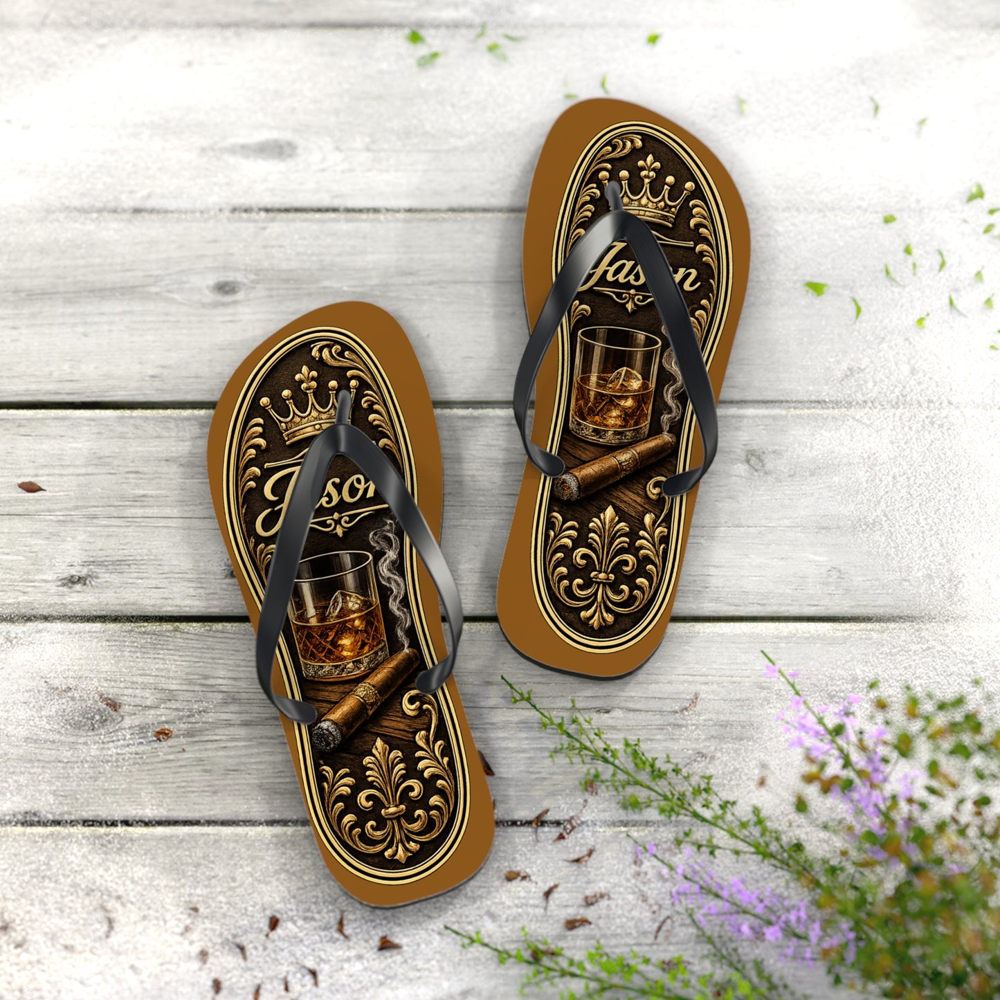 Personalized Men's Vintage Flip Flop Lounge Sandals - variety of styles
