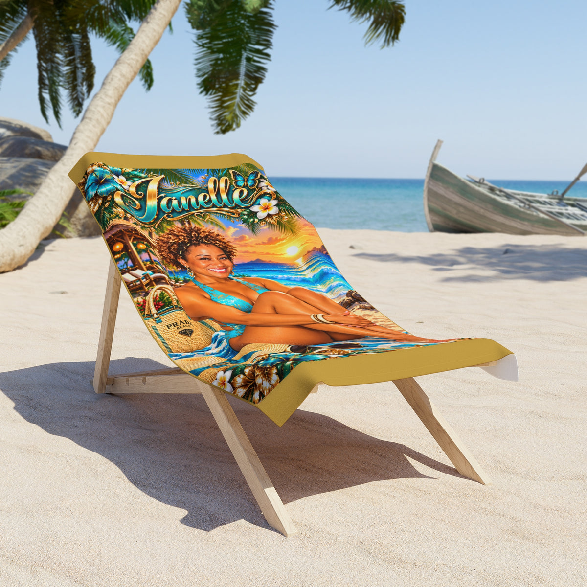 Vibrant Tropical Island Beach Towel