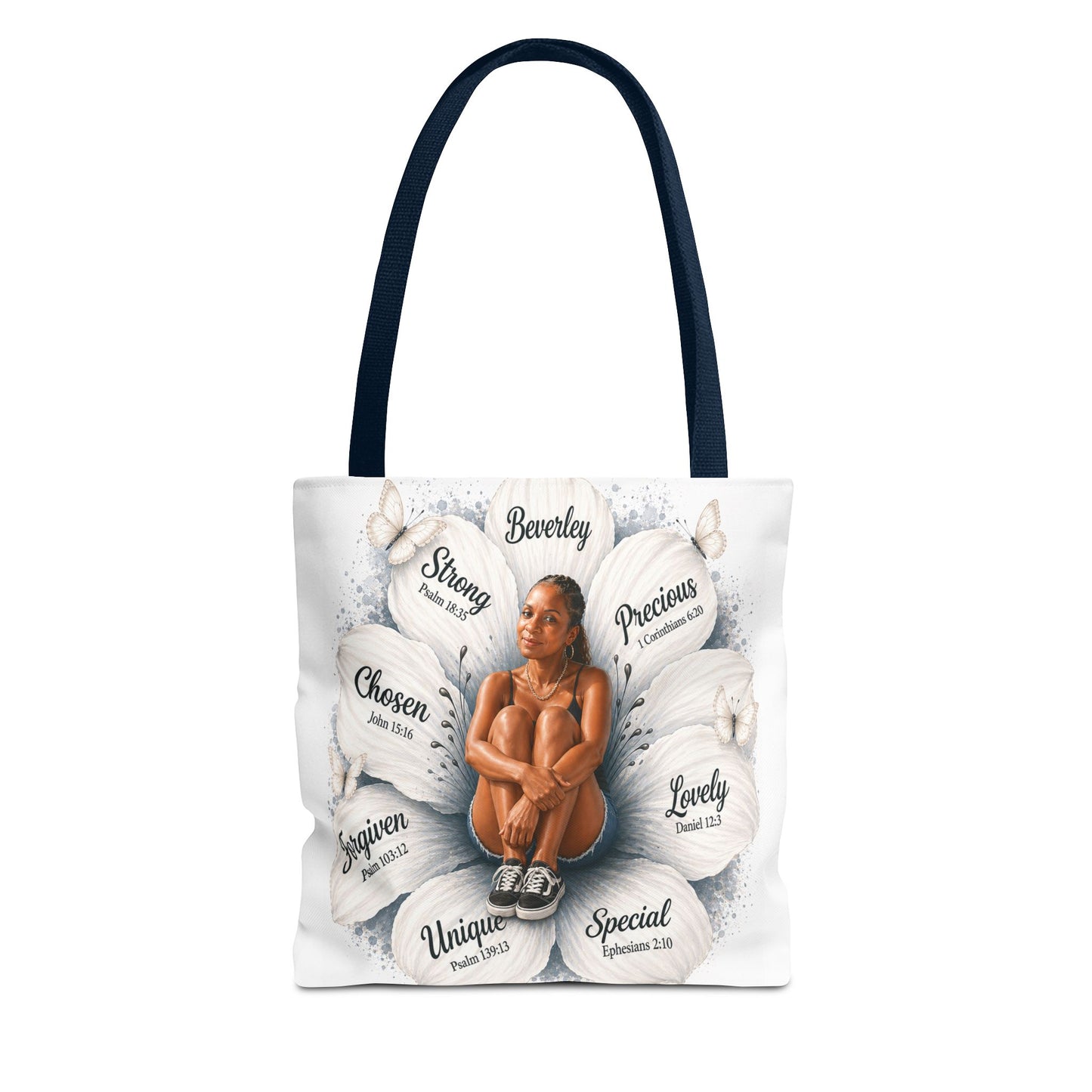 Affirmation Floral Tote Bag — 'Your likeness and name Chosen, inspirational affirmations