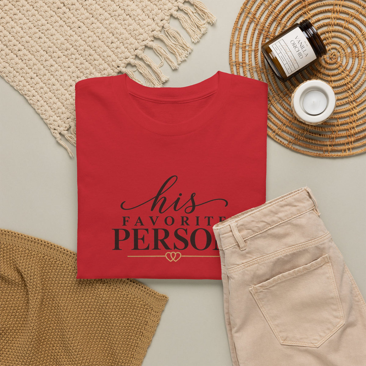 His Favorite Person T-Shirt-Personalize with Both names on sleeve