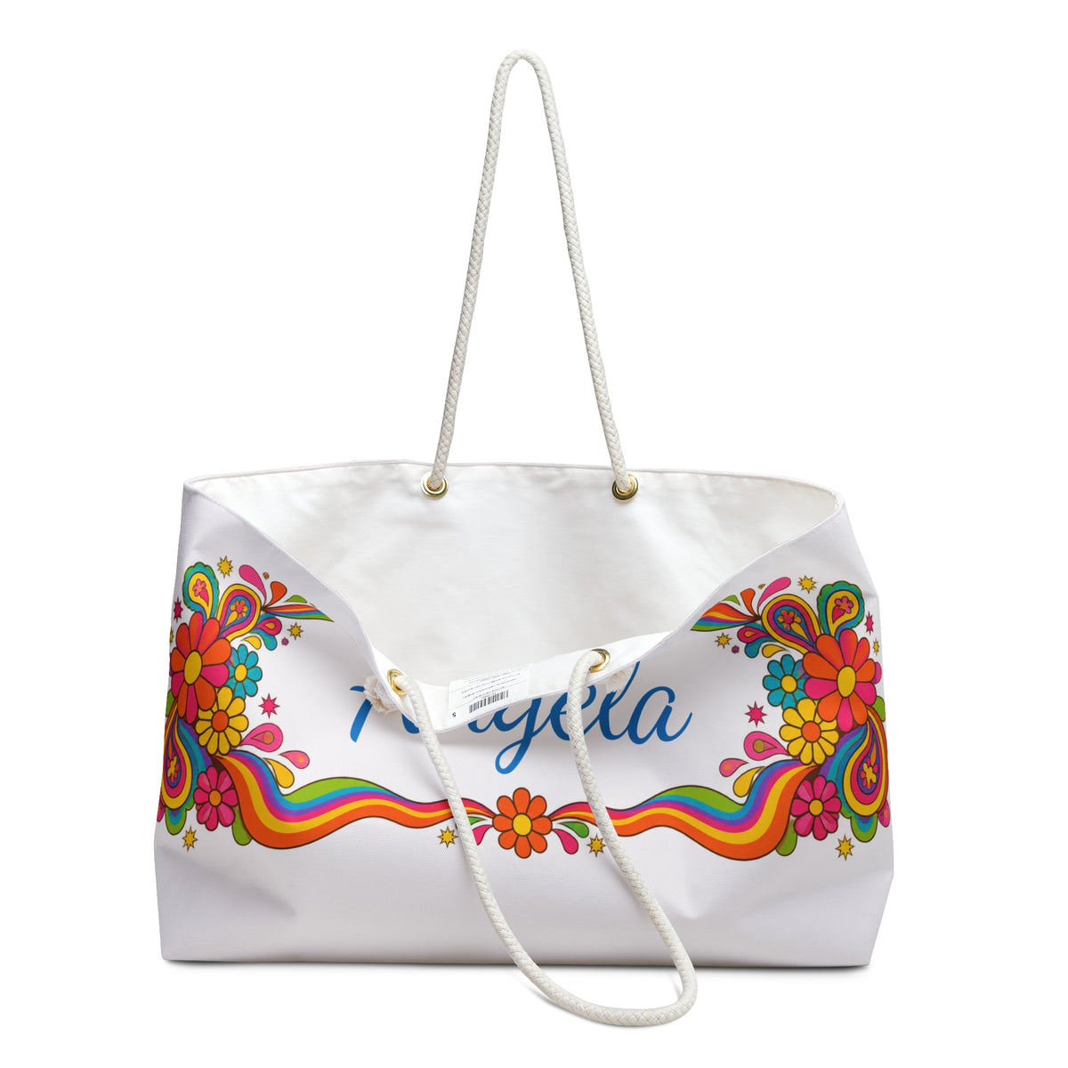 Copy of Personalized Floral Weekender Bag — Colorful Retro Flower Tote with Name (e.g., Angela)
