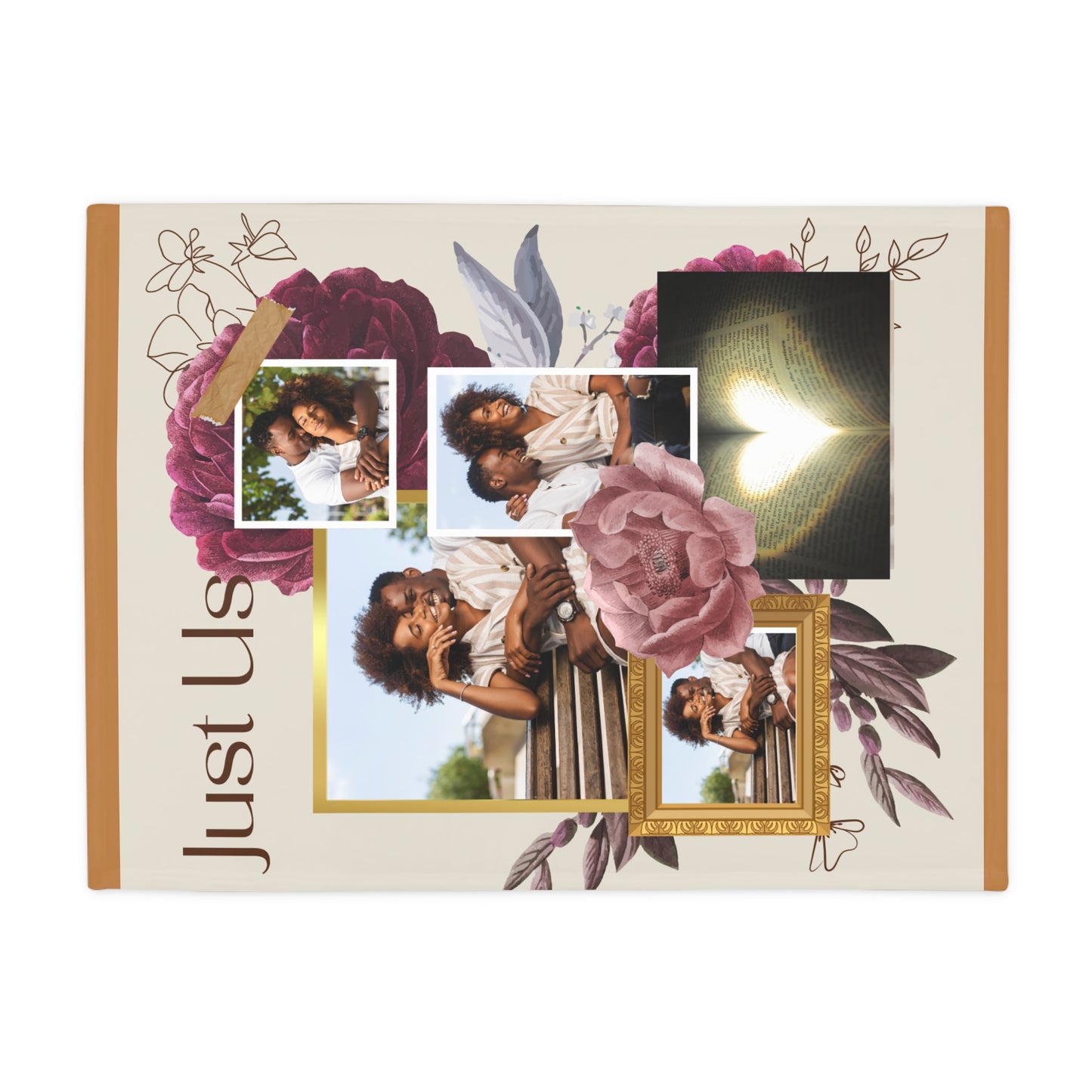 "Just Us” Floral Photo Collage Keepsake Blanket