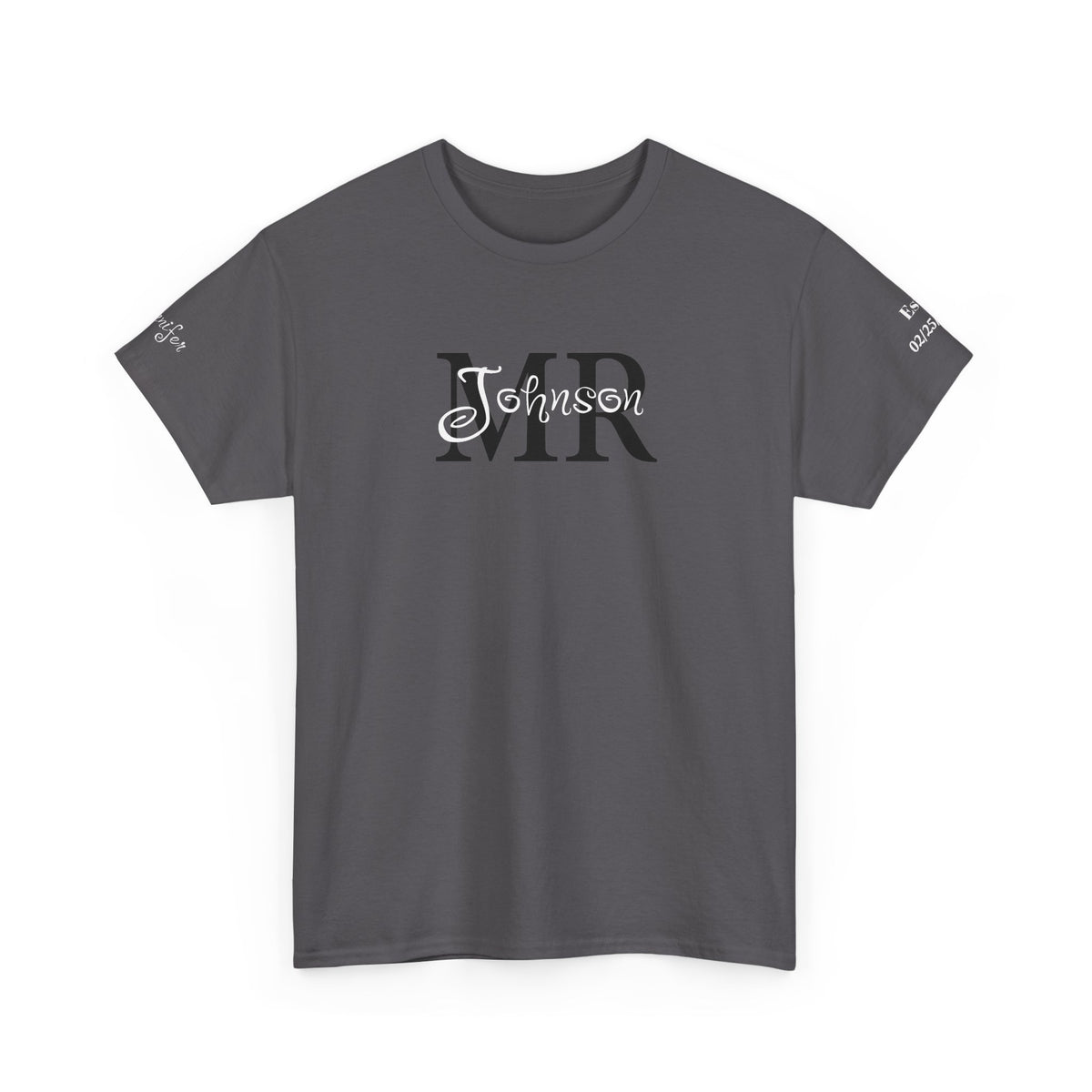 Personalized “MR” and “MRS” Wedding T-Shirts With Names and Established Date