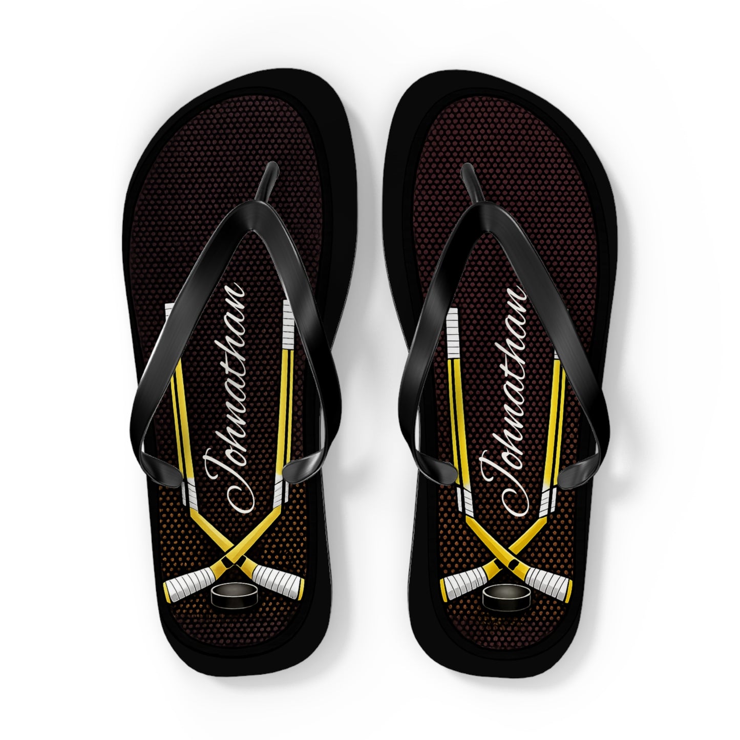 Personalized Flip Flops  for Men- Beach Lacrosse Sandal Design (Crossed Sticks)