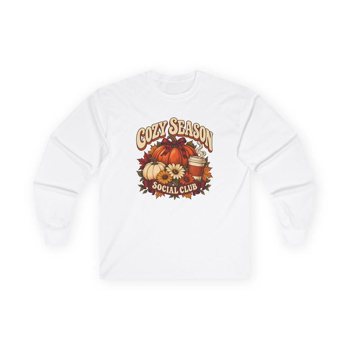 Cozy Season Social Club Pumpkin Long Sleeve Tee - Not personalizable