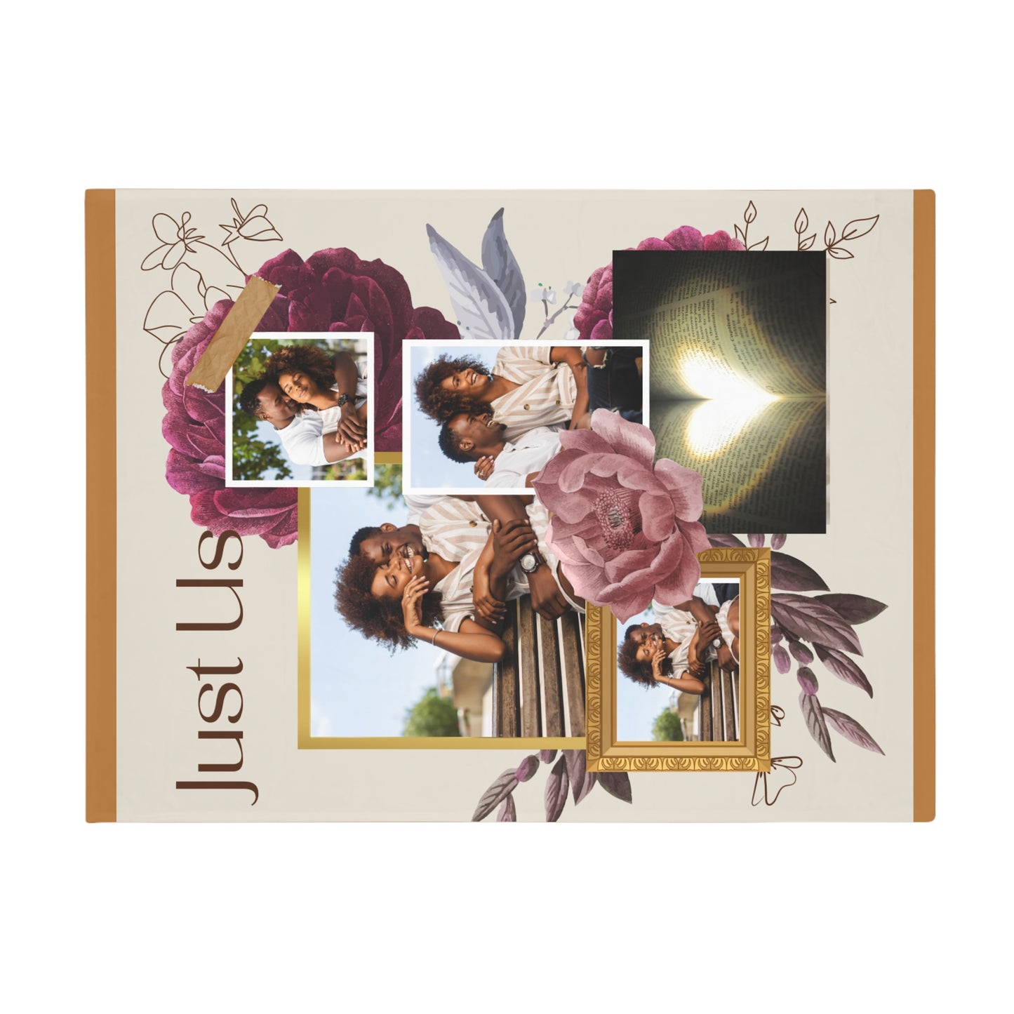 "Just Us” Floral Photo Collage Keepsake Blanket