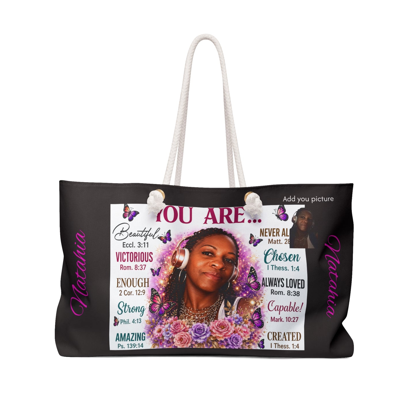 Personalized With your Likeness -Inspirational Bag — "You Are" Photo Tote with Bible Verse Affirmations