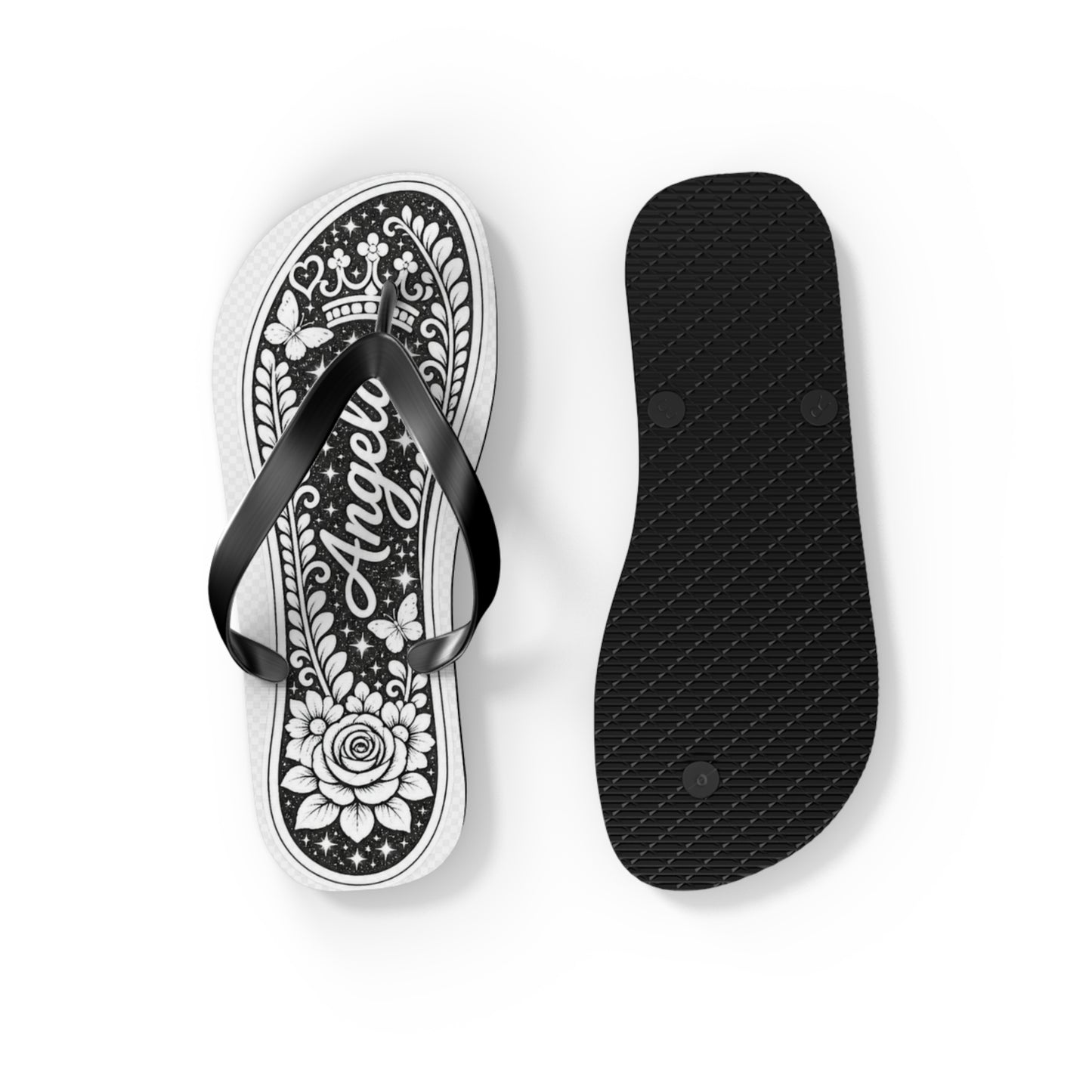 Personalized Colorful Floral Flip Flops – Custom Name  Beach Sandals - white