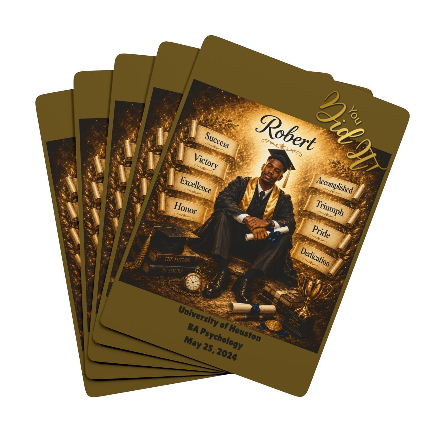 Custom Graduation Playing Cards — "You Did It" Personalized Deck for Graduate Gifts