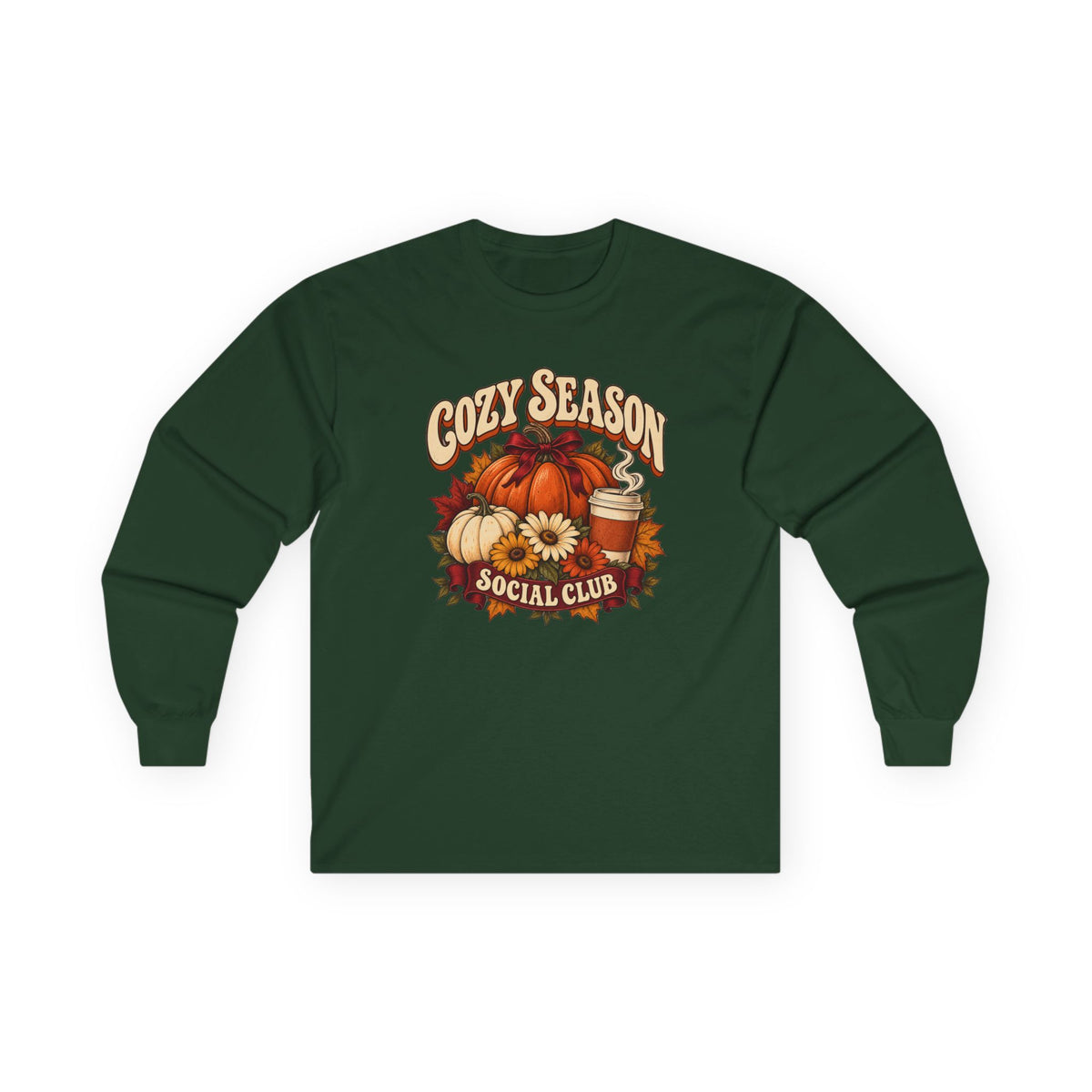 Cozy Season Social Club Pumpkin Long Sleeve Tee - Not personalizable