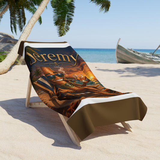 Personalized Cigar DrinkingTropical Beach Towel For HIM